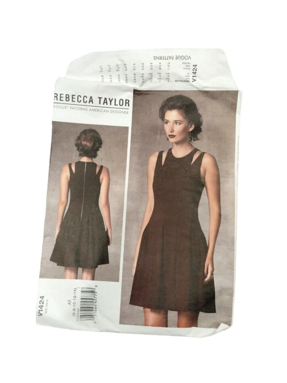 Vogue 1424 Rebecca Taylor American Designer Dress Pattern 6-12 Lined Sleeveless
